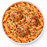 Turkey Meatballs & Creamy Vodka Sauce Pasta