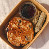 Blueberry Protein Pancakes w/ Chicken Sausage
