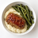 Mini Turkey Meatloaf over Mashed Potatoes w/ Green Beans