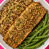Pesto Pecan Crusted Salmon Bowls