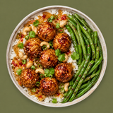Sticky Chili Miso Turkey Meatball Bowls