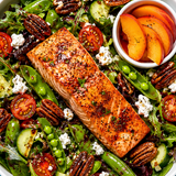 Summer Peach & Goat Cheese Salmon Salad