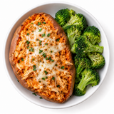 Buffalo Chicken Stuffed Sweet Potatoes