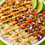 Chicken Taco Bowl w/ Black Bean & Tomato Pico + Chipotle Drizzle