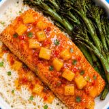 Pineapple Habanero Glazed Salmon w/ Broccolini