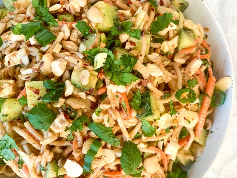 Cold Asian Noodle Salad with Almond Butter Sauce