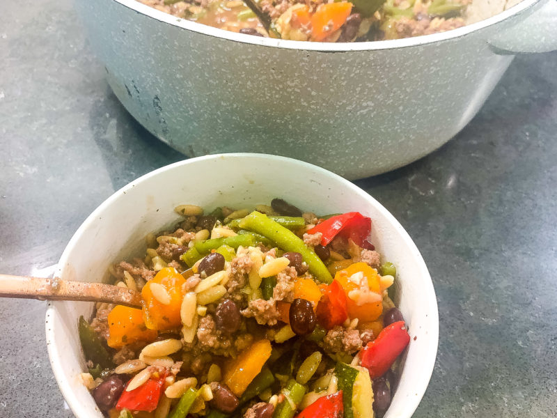 Bone Broth Beef and Vegetable Orzo Pasta