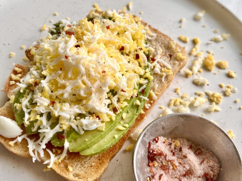 Grated Egg Acovado Toast